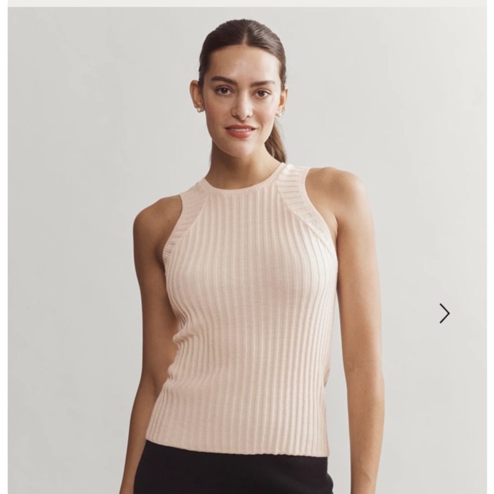 Rhone Porto Merino Blend Sweater Tank XS Ribbed Cream